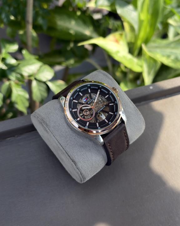 Tommy_hilfiger Automatic Leather DarkBrown-Copper-Black